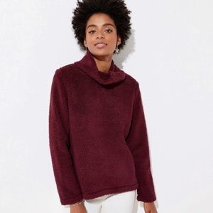 LOFT Fleece Cowl Neck Top Sweater NWT
